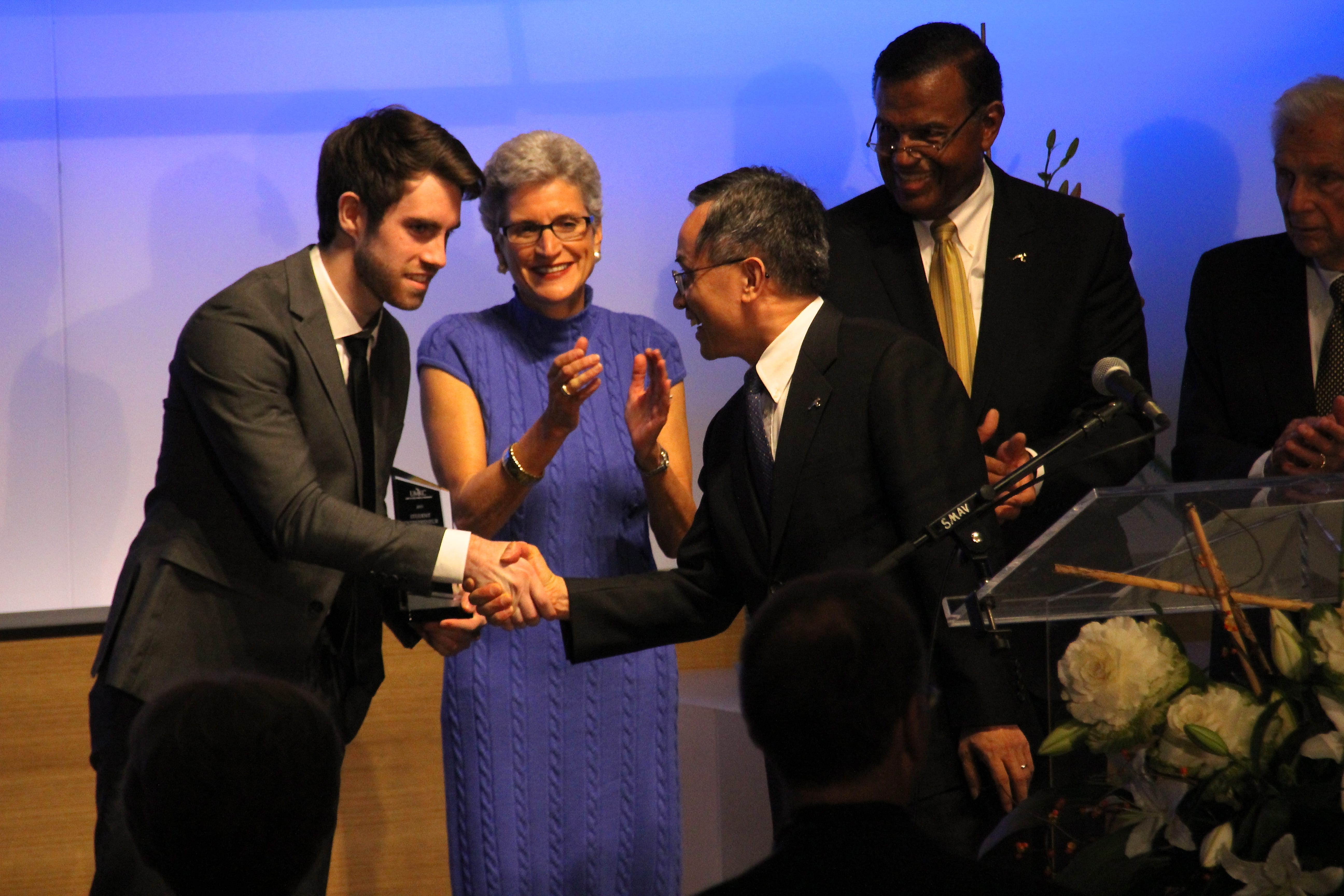 Alec Matlock receiving award for Student Entrepreneur of the Year