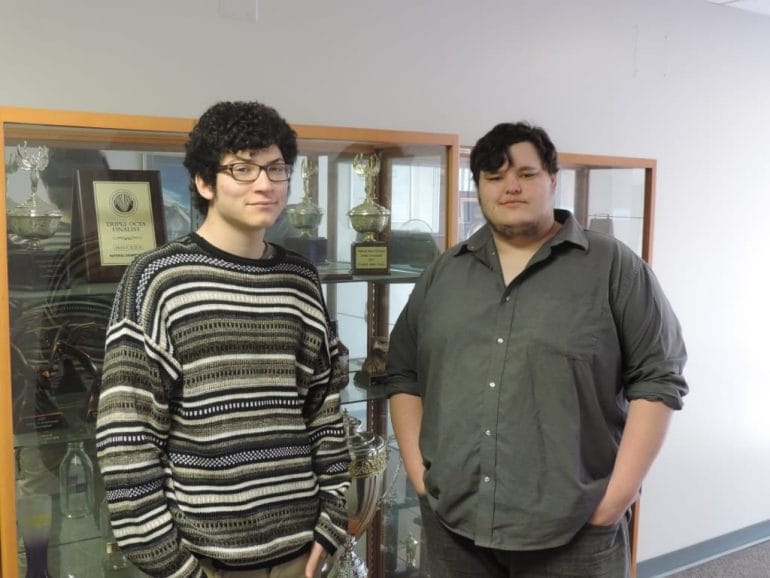 Photo of debates students Matt Casas and Brian Gonzaba