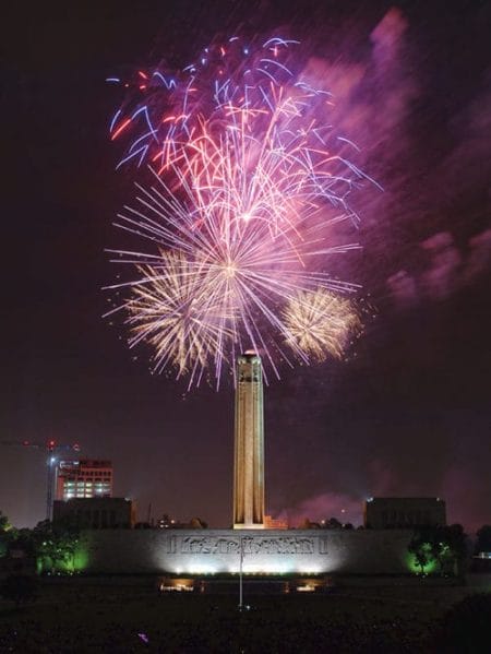 Fireworks over the Liberty Memorial.