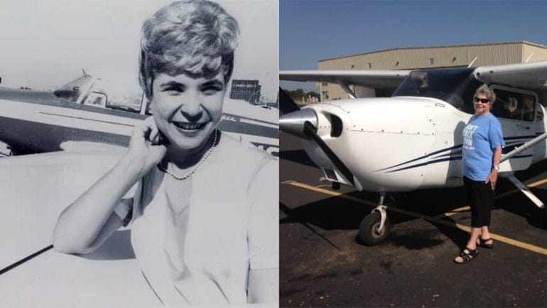 Old photo of Ratley as a young pilot next to current photo of Ratley