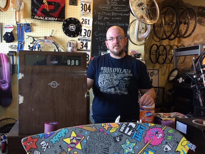 Bike shop owner Allen Voss