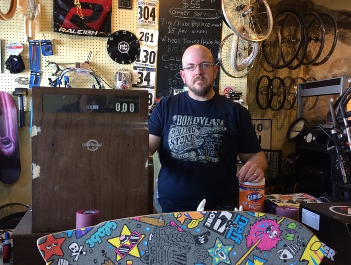 Bike shop owner Allen Voss