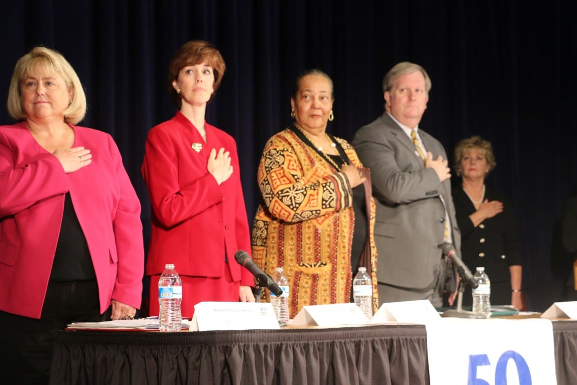 panelists during national anthem