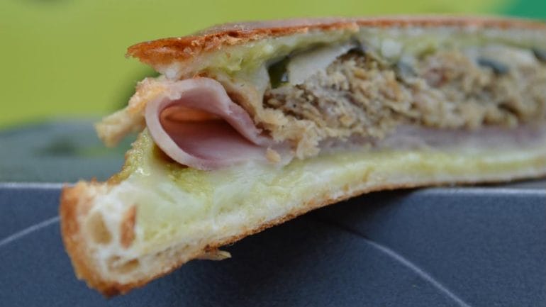 A closer look at the Cuban Sandwich from the Plantain District.