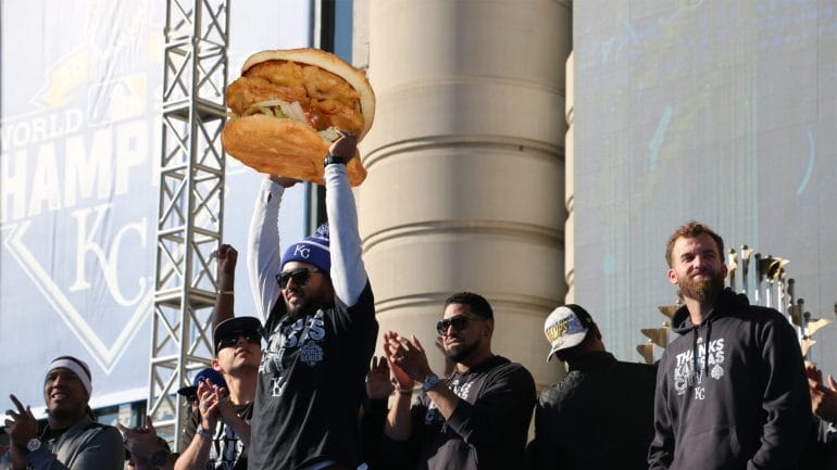 Christian Colon does the heavy lifting as we dream of a world where the Kansas City Royals are sandwiches. (Photo and photo illustration: Cole Blaise | Flatland)