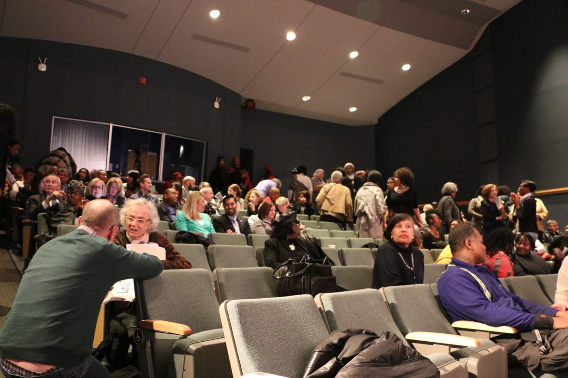 Audience awaits second candidate to take the stage