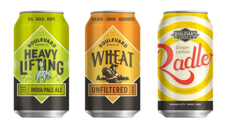Three canned beers from Boulevard Brewing Company.