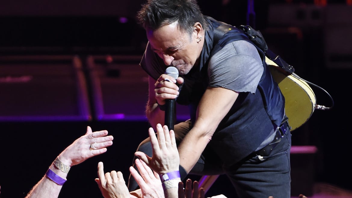 Singer Bruce Springsteen with fans