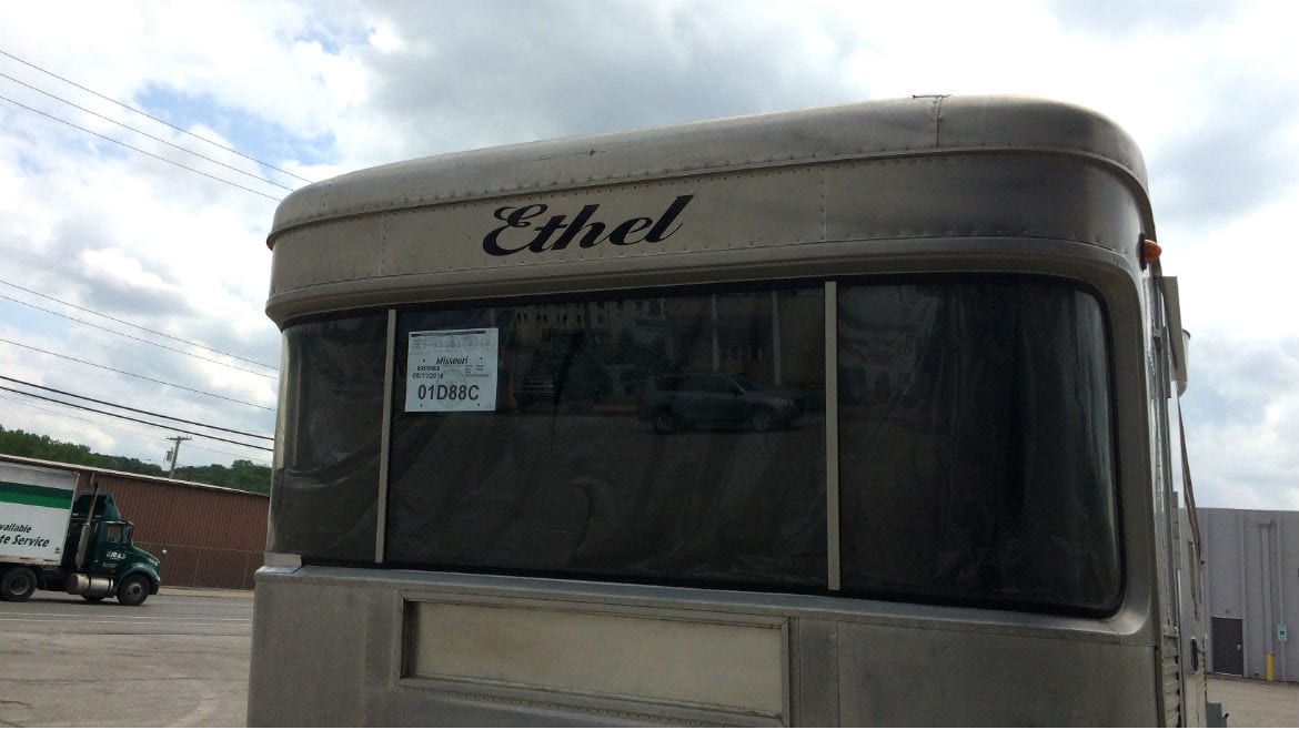 A front view of a food truck.