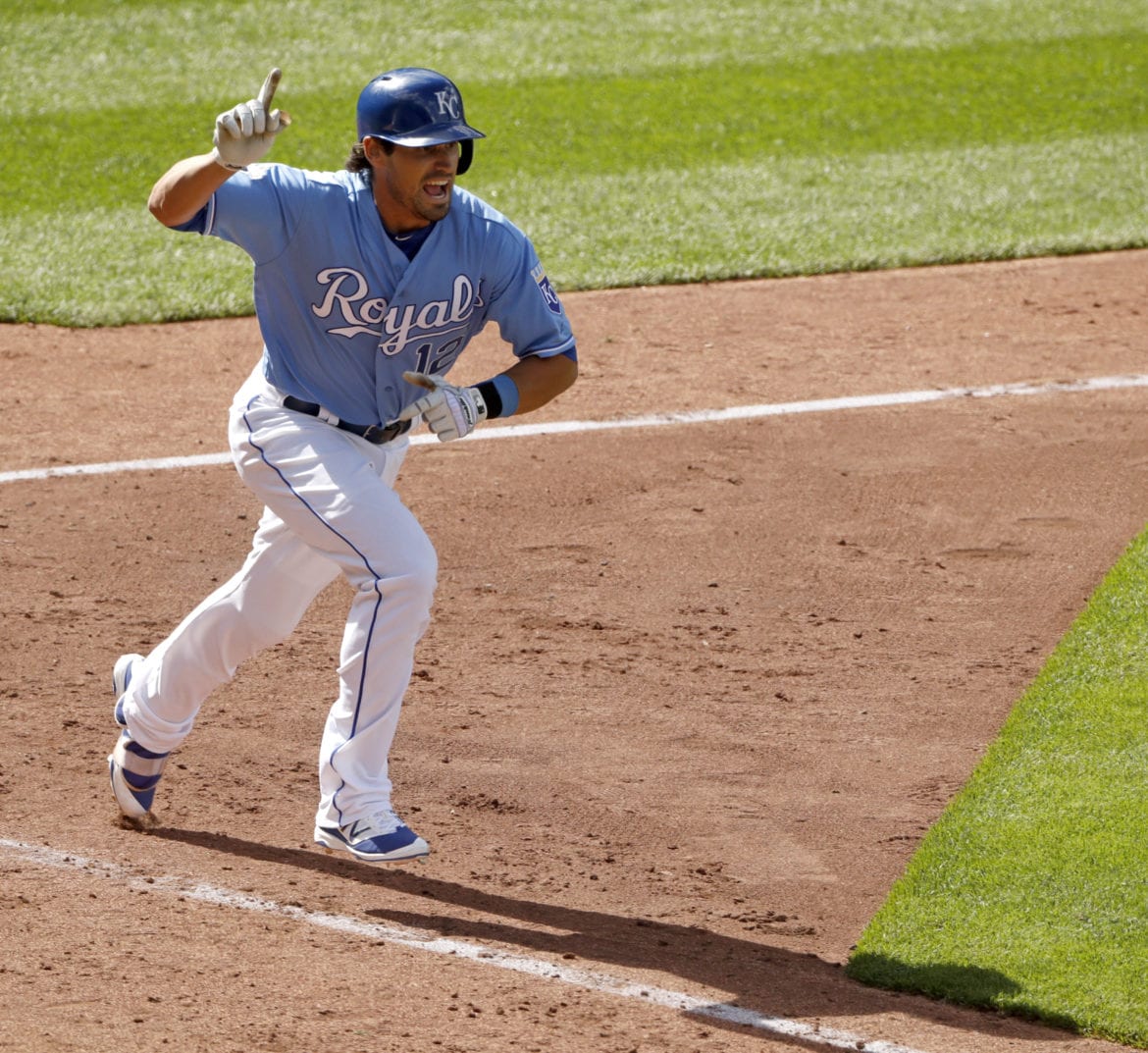 Baseball player running around the bases