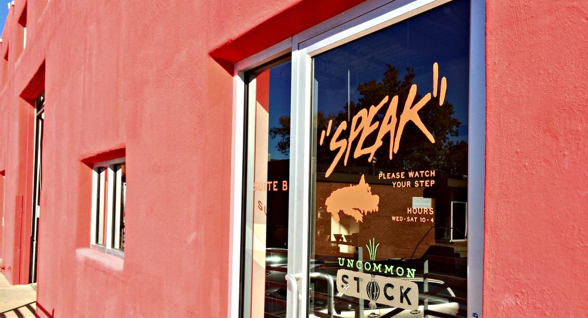 The door of Speak, a restaurant.