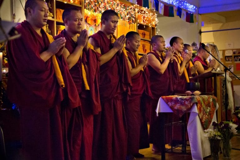 Drepung Gomang Monks chant a benediction prayer.