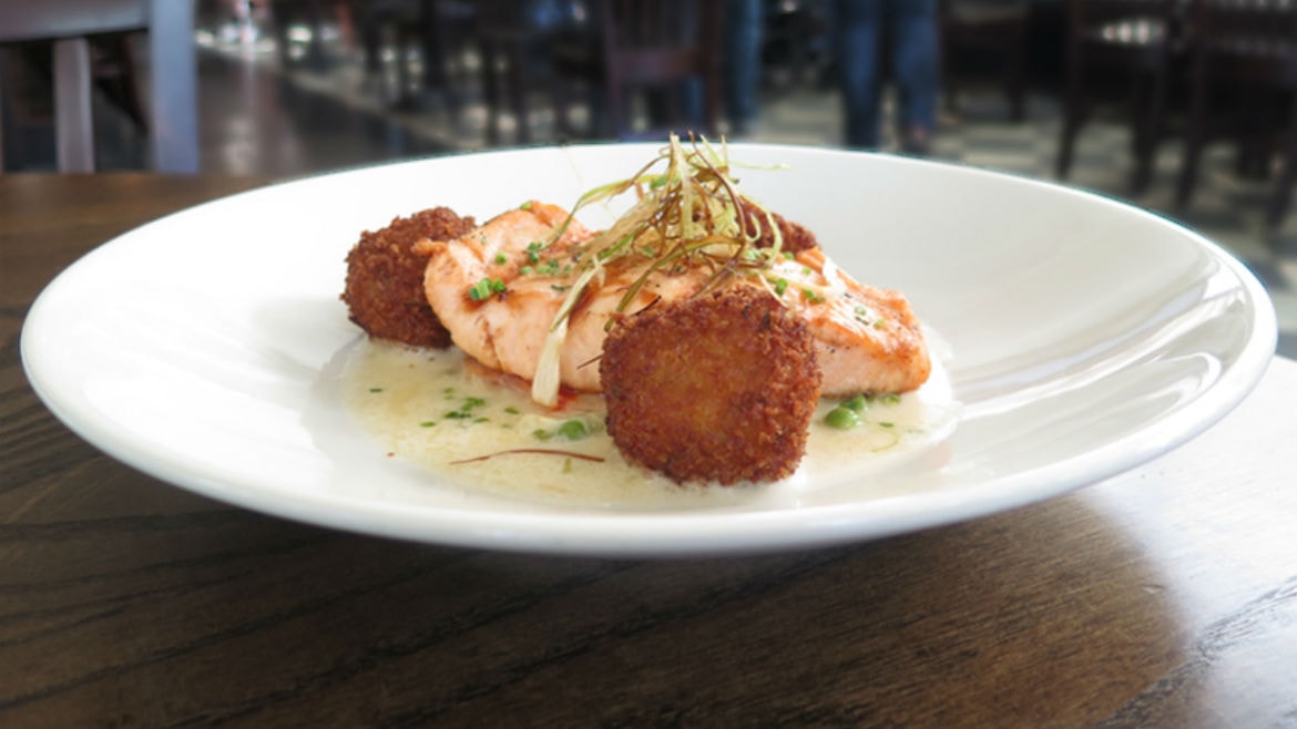 salmon and arancini