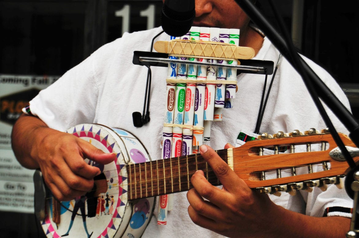 One of Espinoza's recycled instruments, 