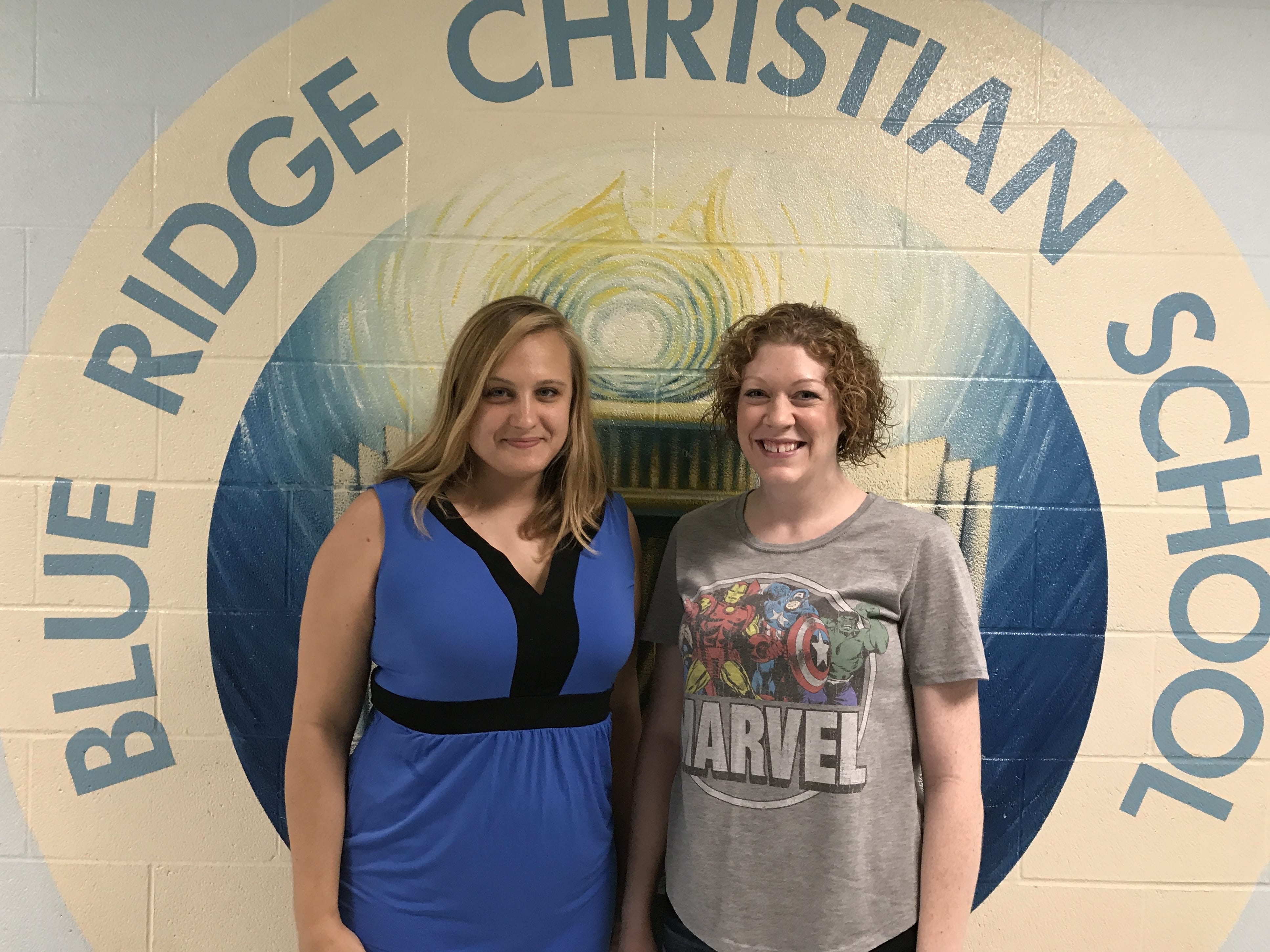 Sarah McCammon, left, and Sarah Helmering at Blue Ridge Christian School.