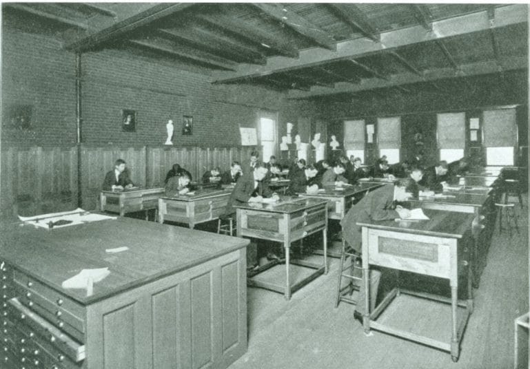 the manual high school drawing room in the late 19th century