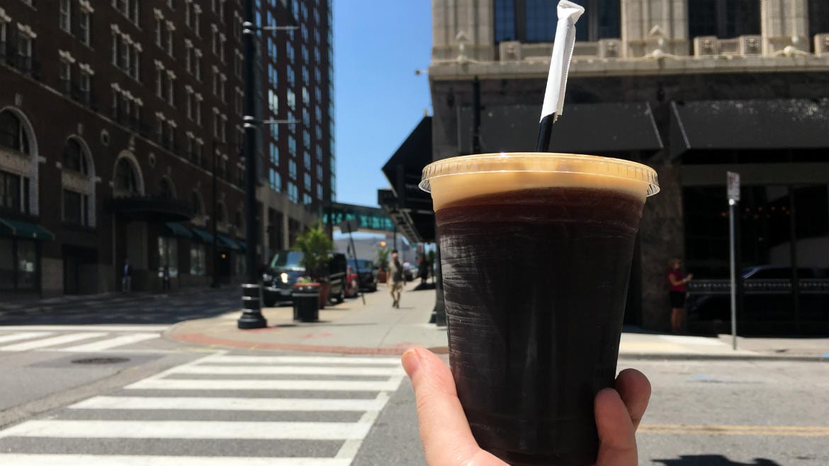 Kilo Charlie's nitro coffee from Parisi is infused with Tom's Town's Pendergast Royal Gold Bourbon.