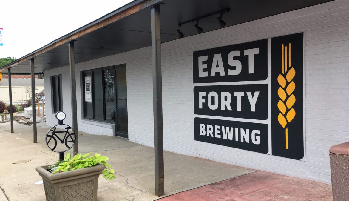Front entrance of East Forty Brewing.