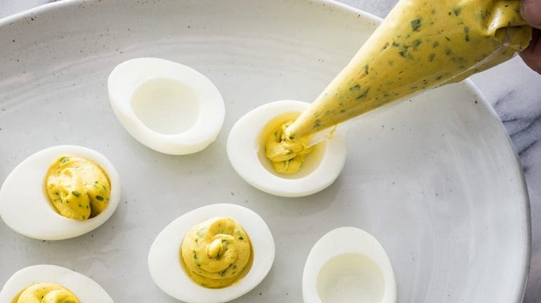 This classic deviled eggs recipe appears in the “The Complete Make-Ahead Cookbook.”
