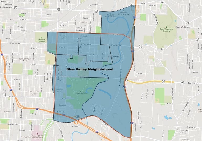 map of the blue valley neighborhood