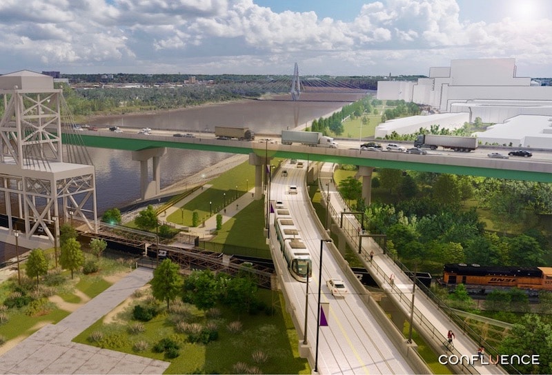 Image of streetcar extension to Berkley Riverfront Park.