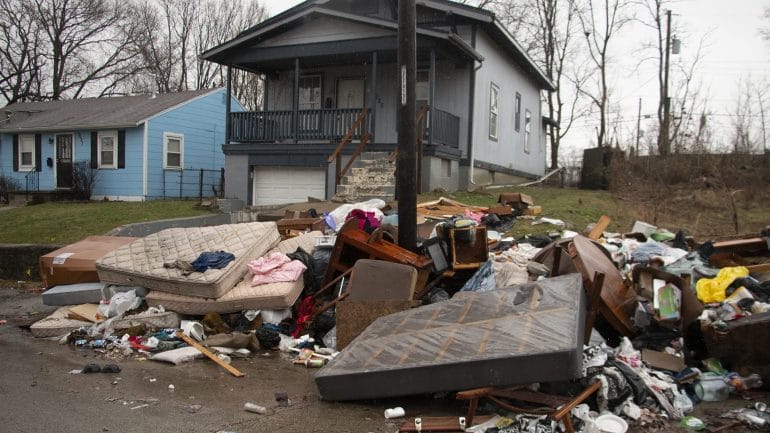 illegal dumping site in 5600 block of Paloma Avenue in Kansas City, Missouri