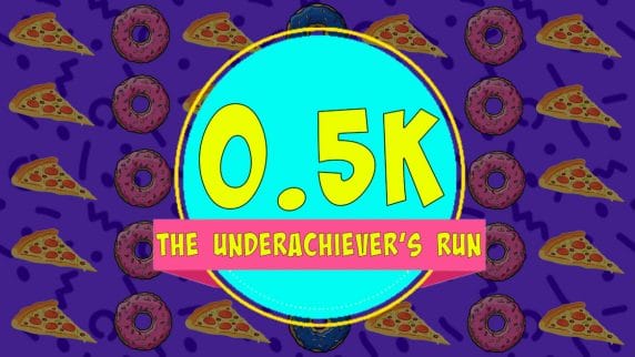 The Underachiever's Run Logo showing pizza and donuts