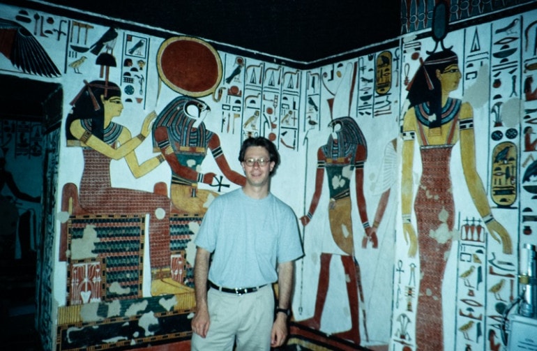 Photo of Julián Zugazagoitia in Queen Nefertari’s tomb.
