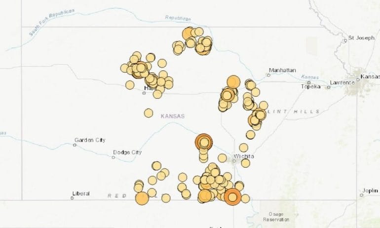 Kansas earthquake map