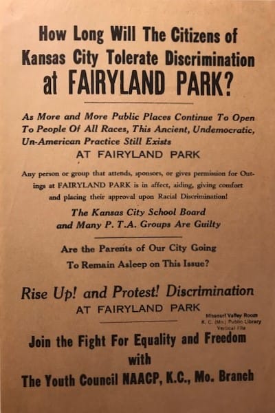 Civil rights activists created this flyer to protest public access policies at Fairyland Park.