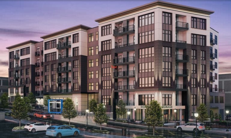 Rendering of six-story Ashland on Third apartments
