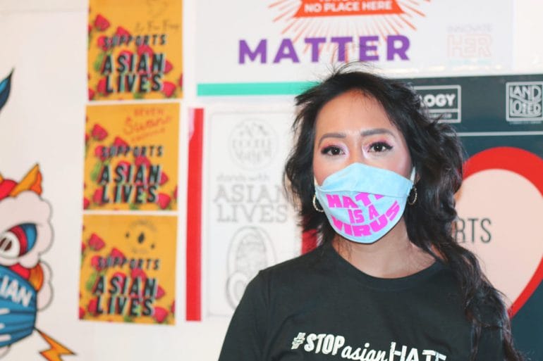 Jackie Nguyen, owner of Cafe Cá Phê, sponsored the Stop Asian Hate KC vigil held on March 28. (Nicole Dolan | Flatland)