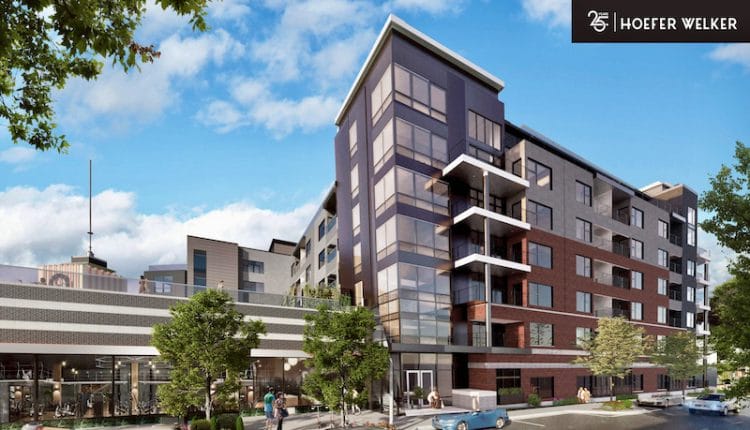 The design of the apartment project planned for behind Katz has been tweaked to add a brick exterior to the lower levels.