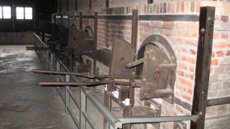 Some of the cremation ovens at the Nazis’ Majdanek death camp in Poland.