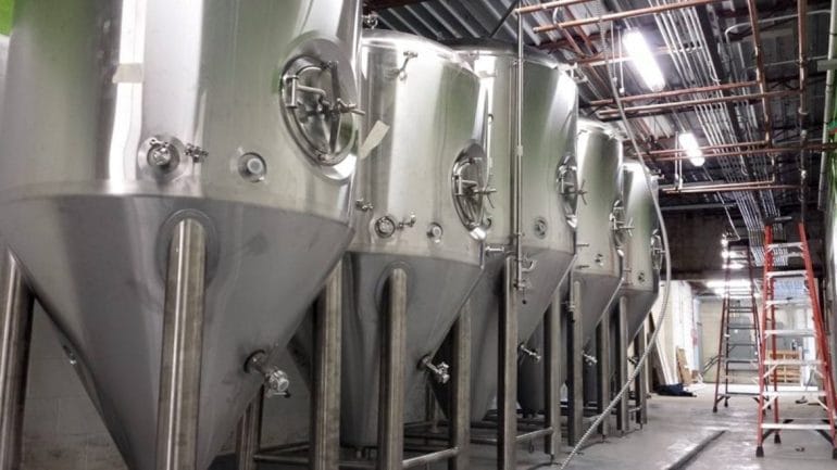 Fermentation tanks at Crane Brewing Co. in Raytown.