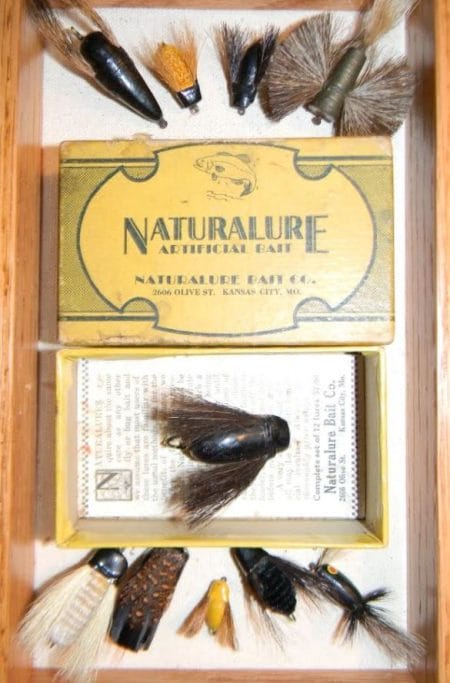 The Naturalure Artificial Bait Co. manufactured detailed flies in the early 1900s from its headquarters on Olive Street in Kansas City.