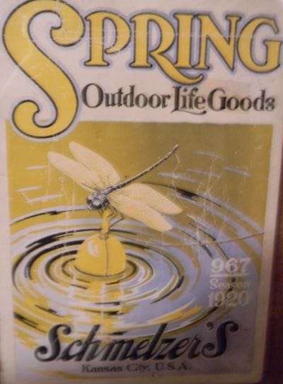 Schmelzer Arms Co., a large sporting goods store in downtown Kansas City, carried a large selection of fishing lures and printed colorful catalogs such as this one made in 1920