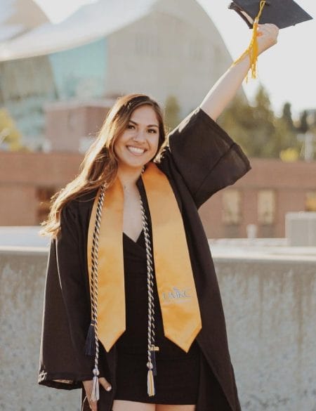 Adriana Velarde, a 2021 biology graduate at the University of Missouri-Kansas City, saw her GPA increase after the shift to remote learning during the COVID-19 pandemic.