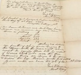 Documents held at the Clay County Archives & Historical Library in Liberty include these circuit court records which detail the formal partition of four enslaved persons among several Clay County residents.