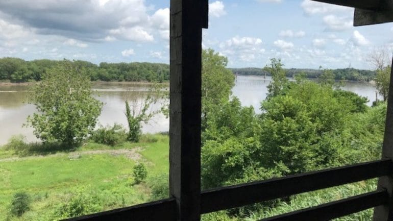 Although years of channelization work has changed the appearance of the Missouri River from what explorers Meriwether Lewis and William Clark saw during their 1804 expedition, the view of the river from the bluff at the reconstructed Fort Osage is still commanding.