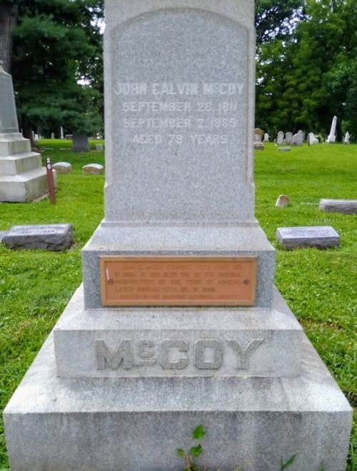 John Calvin McCoy, founder of the Town of Westport, which later merged with the Town of Kansas to create Kansas City, is buried at a prominent site in Union Cemetery.
