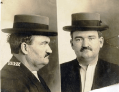 John C. Mabray (left) served time in Leavenworth federal penitentiary after being found guilty of mail fraud in 1910. He had helped lead a confidence gang that used fake sporting events, such as crooked boxing matches, to swindle as much as $5 million from dupes in several states across the Midwest, including Missouri.