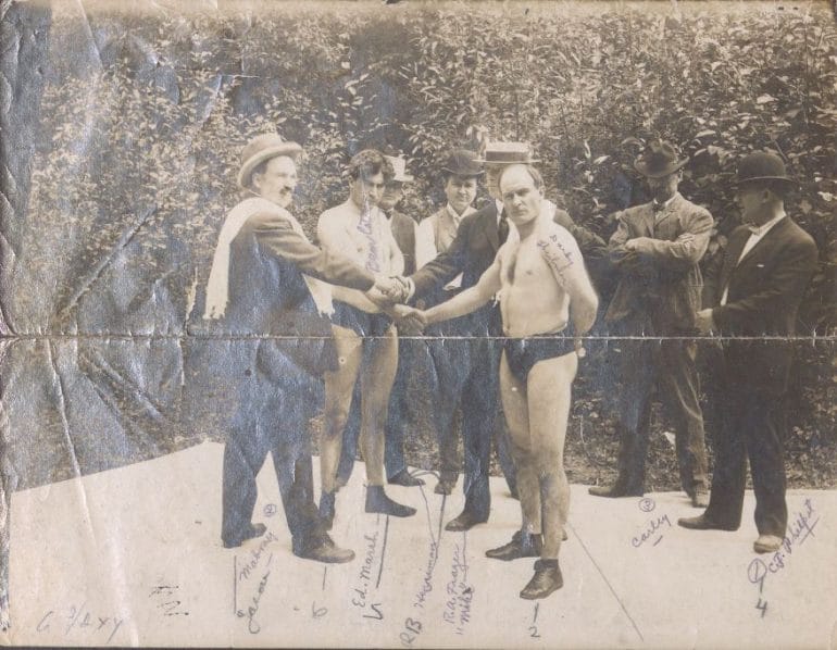 John C. Mabray (left) served time in Leavenworth federal penitentiary after being found guilty of mail fraud in 1910. He had helped lead a confidence gang that used fake sporting events, such as crooked boxing matches, to swindle as much as $5 million from dupes in several states across the Midwest, including Missouri.