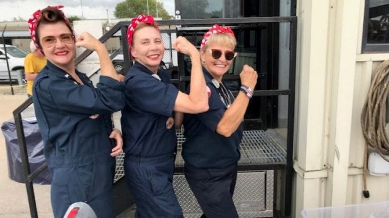 “Tribute Rosies,” whose members honor the women who joined the World War II civilian workforce then employed in the nation’s defense industries.