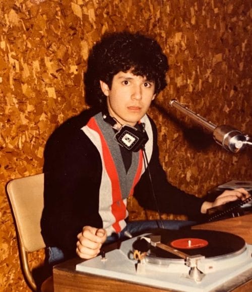 A young Velasquez DJing in Lawrence, Kansas, in the early 1980s.