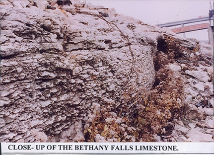 A closeup of Bethany Falls Limestone shows layers of white-ish stones. (Kansas City Digital Video TV)