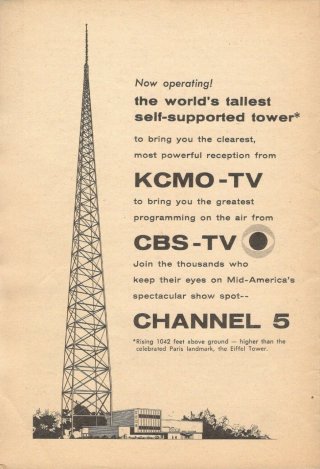 An advertisement of the KCMO-TV Tower from the '60s. (eBay)