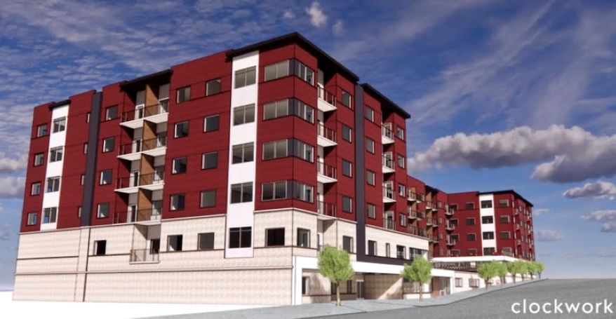 Rendering of the 163-unit Levy at Martini Corners is proposed for the northeast corner of 31st and Gillham.
