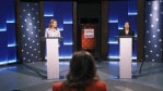 Republican candidate Amanda Adkins (left) and incumbent U.S. Rep. Sharice Davids participated in a 3rd Congressional District debate on Friday at the studios of Kansas City PBS.