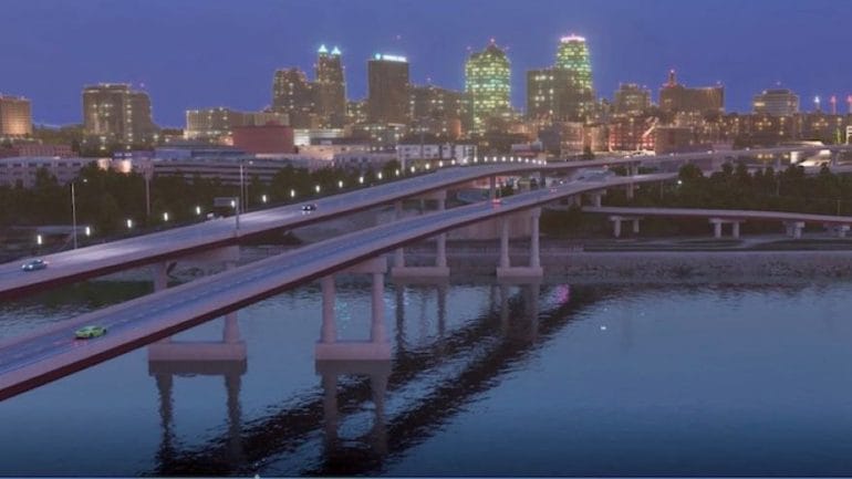 Rendering of planned Buck O’Neil Bridge replacement looking south.